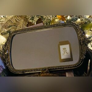 Rachel Ashwell Gold Beaded Mirror Tray